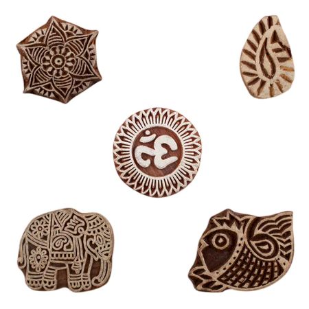 Set of 5 Piece New Mix Wooden Printing Blocks